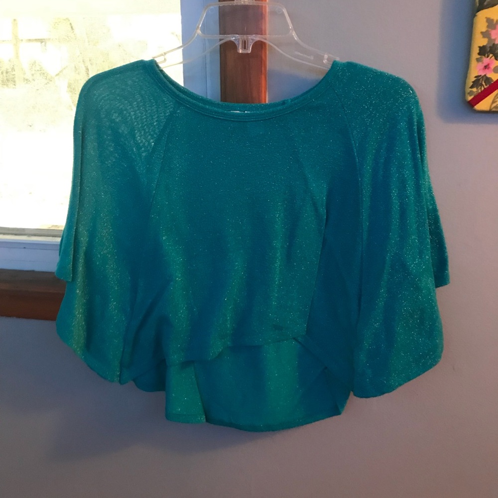 Over the arm indigo sparkly top